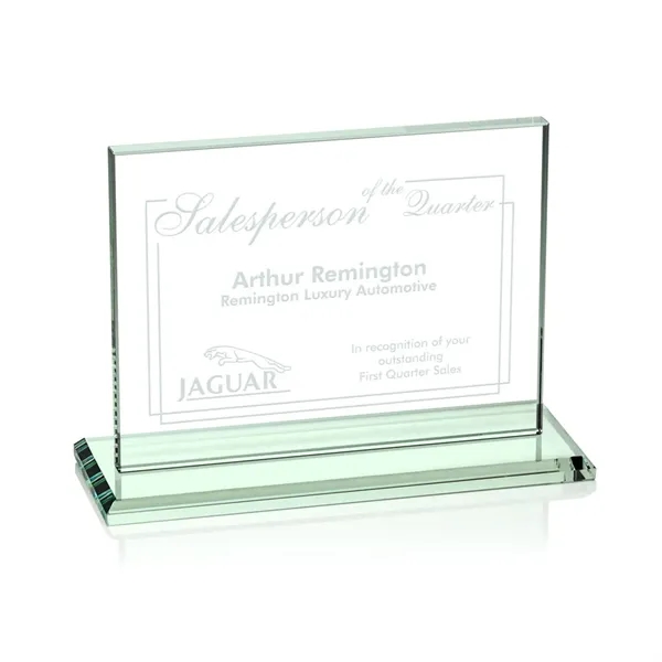 Rectangular, horizontal 1/2-inch thick jade color upright award with a base.... from ASI 84592 St Regis Group / St Regis