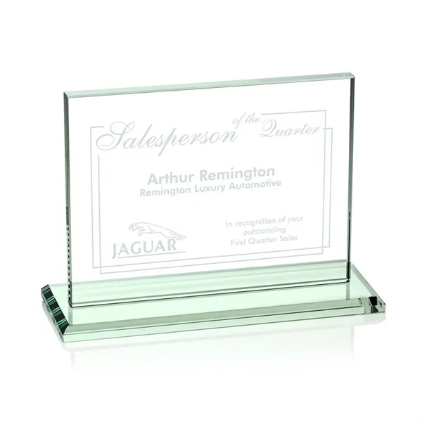 Rectangular, horizontal 1/2-inch thick jade color upright award with a base.... from ASI 84592 St Regis Group / St Regis