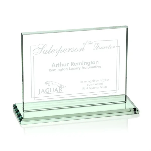Rectangular, horizontal 1/2-inch thick jade color upright award with a base.... from ASI 84592 St Regis Group / St Regis