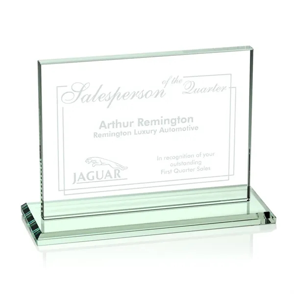 Rectangular, horizontal 1/2-inch thick jade color upright award with a base.... from ASI 84592 St Regis Group / St Regis