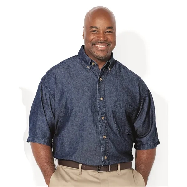 Tall size, short sleeve denim shirt with left chest pocket.... from ASI 84358 S&S Activewear