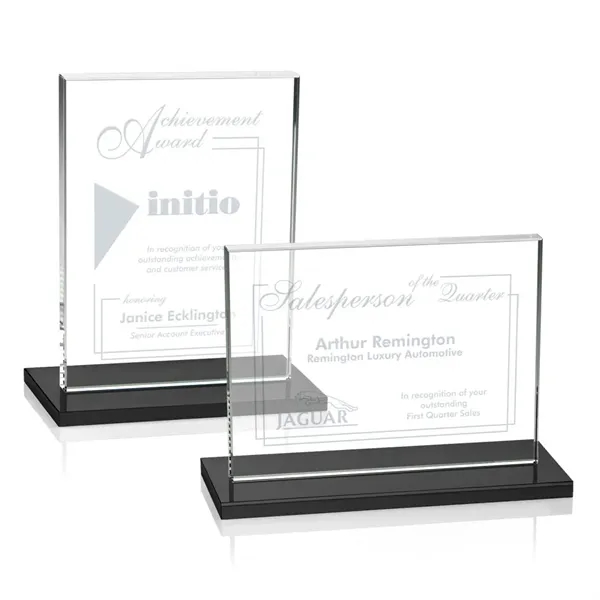 Vertical starfire crystal award with ebony base.... from ASI 84592 St Regis Group / St Regis