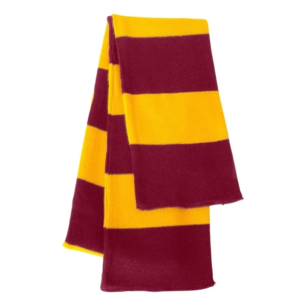 Acrylic rugby striped knit scarf. Blank product.... from ASI 84358 S&S Activewear