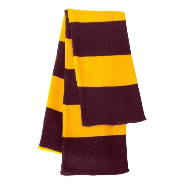 Acrylic rugby striped knit scarf. Blank product.... from ASI 84358 S&S Activewear