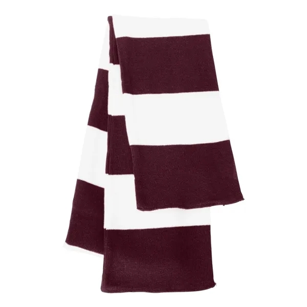 Acrylic rugby striped knit scarf. Blank product.... from ASI 84358 S&S Activewear
