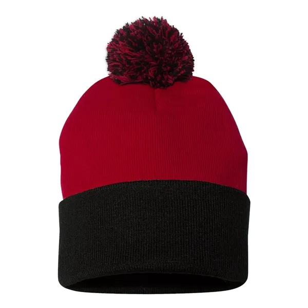Knit cap with pom-pom on top, blank.... from ASI 84358 S&S Activewear