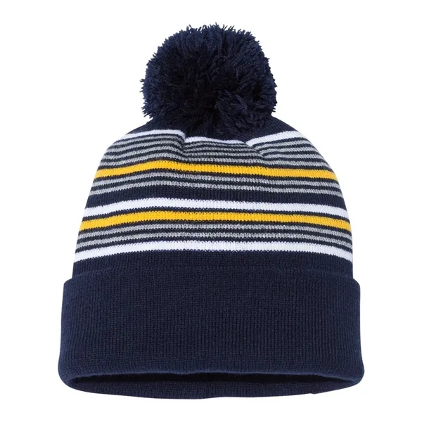 12" Striped Pom-Pom Knit Cap... from ASI 84358 S&S Activewear