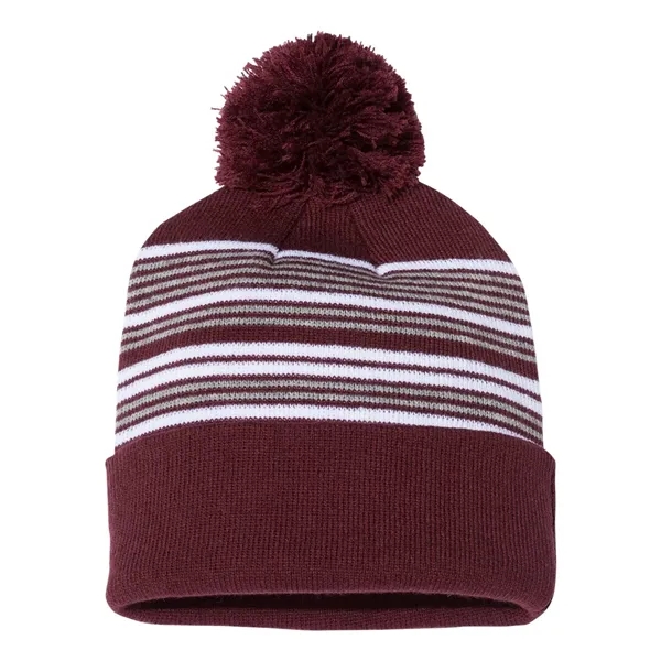 12" Striped Pom-Pom Knit Cap... from ASI 84358 S&S Activewear