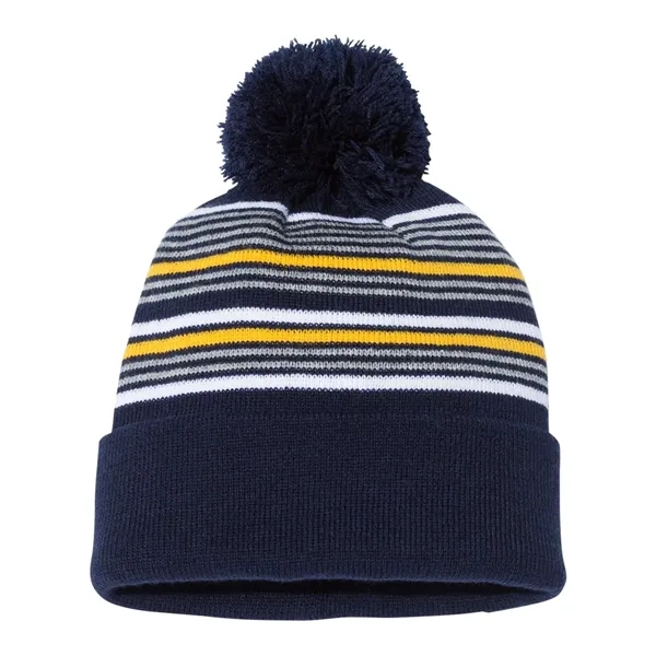 12" Striped Pom-Pom Knit Cap... from ASI 84358 S&S Activewear