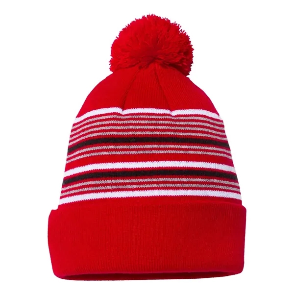 12" Striped Pom-Pom Knit Cap... from ASI 84358 S&S Activewear