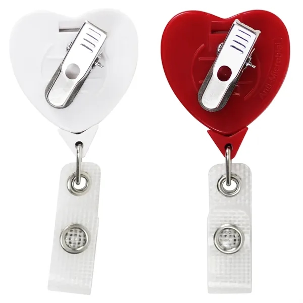 Antimicrobial JUMBO heart retractable badge reel in solid colors, alligator clip... from ASI 49470 DEVARA