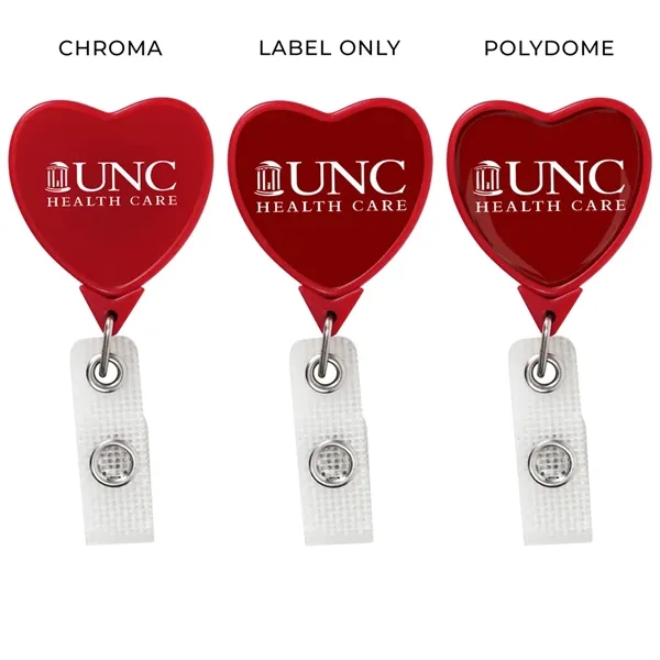 Antimicrobial JUMBO heart retractable badge reel in solid colors, alligator clip... from ASI 49470 DEVARA