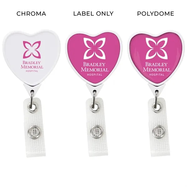 Antimicrobial JUMBO heart retractable badge reel in solid colors, alligator clip... from ASI 49470 DEVARA
