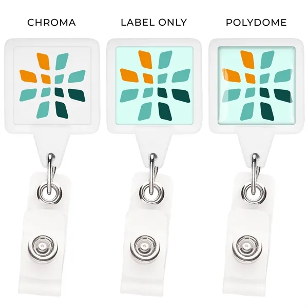 Square retractable badge reel in solid colors, alligator clip back, anti-twist... from ASI 49470 DEVARA