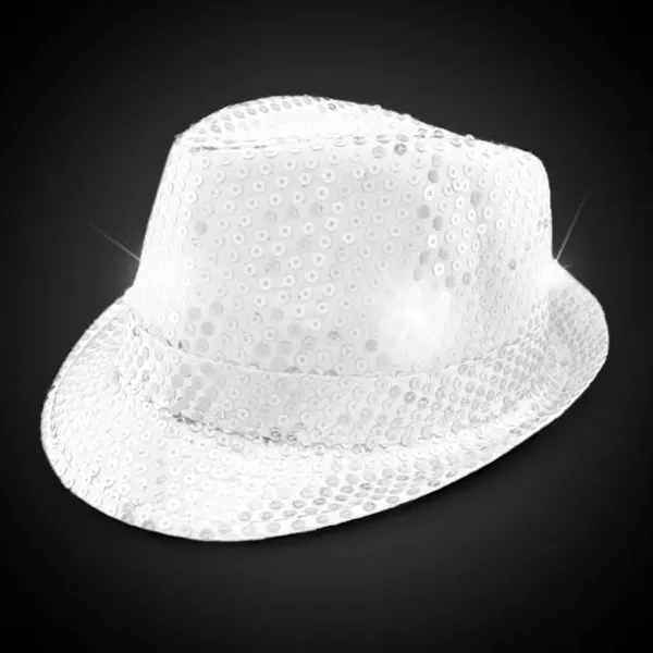 White fedora light up hat available unimprinted, with a black imprinted... from ASI 42016 Brighter Promotions Inc