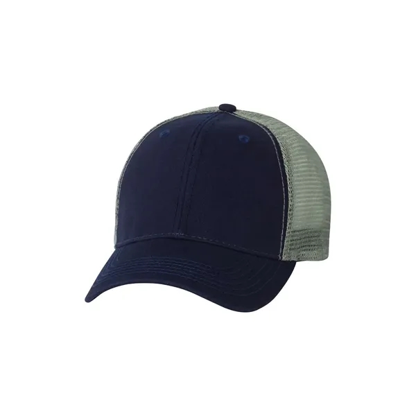 Structured, mid-profile washed trucker cap. Blank product.... from ASI 84358 S&S Activewear
