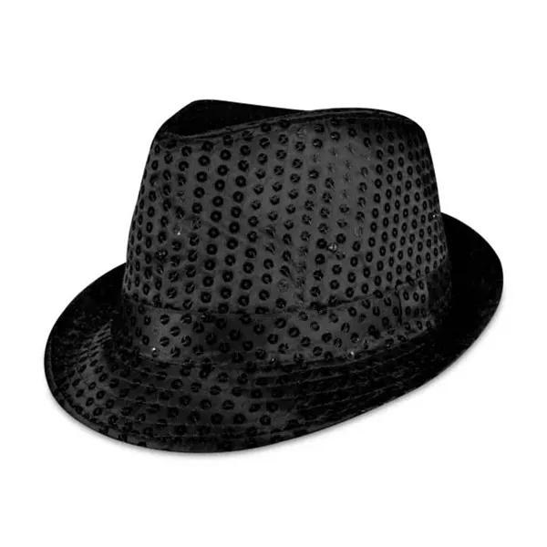 Black fedora light up hat available unimprinted, with a black imprinted... from ASI 42016 Brighter Promotions Inc