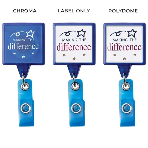 JUMBO square retractable badge reel in translucent colors, alligator clip back,... from ASI 49470 DEVARA