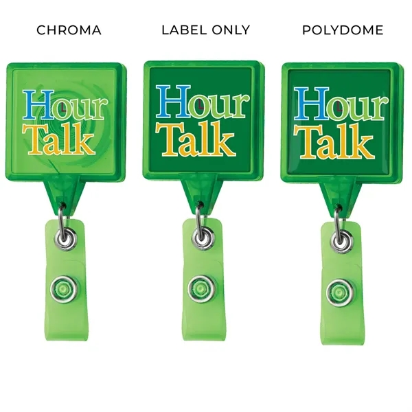 JUMBO square retractable badge reel in translucent colors, alligator clip back,... from ASI 49470 DEVARA