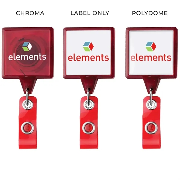 JUMBO square retractable badge reel in translucent colors, alligator clip back,... from ASI 49470 DEVARA