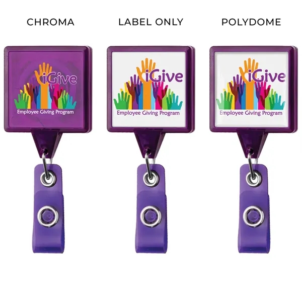 JUMBO square retractable badge reel in translucent colors, alligator clip back,... from ASI 49470 DEVARA