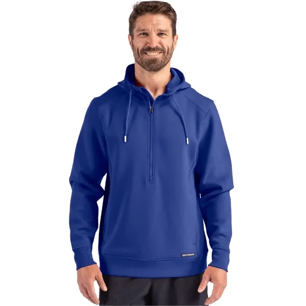 Men's sweatshirt with a half-zip, hood, double knit interlock, and water-resistant... from ASI 47965 Cutter & Buck