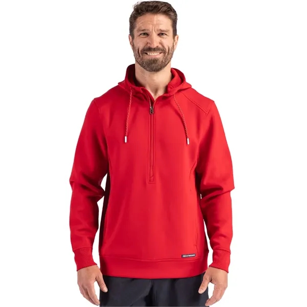 Men's sweatshirt with a half-zip, hood, double knit interlock, and water-resistant... from ASI 47965 Cutter & Buck