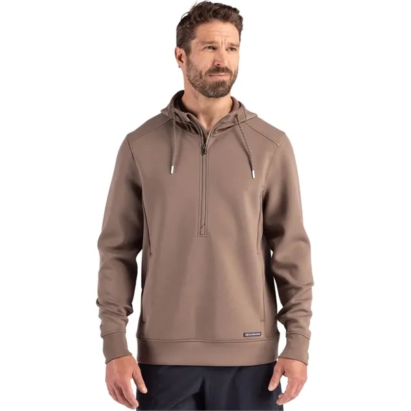Men's sweatshirt with a half-zip, hood, double knit interlock, and water-resistant... from ASI 47965 Cutter & Buck