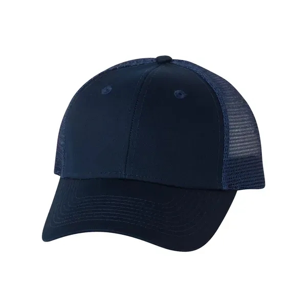 Trucker cap with mesh sides and back, a six-panel design, and... from ASI 88060 Snugz/USA Inc