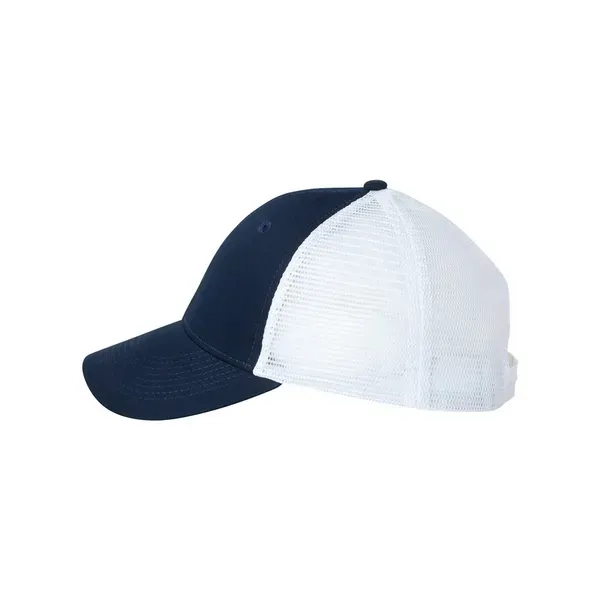 Trucker cap with mesh sides and back, a six-panel design, and... from ASI 88060 Snugz/USA Inc