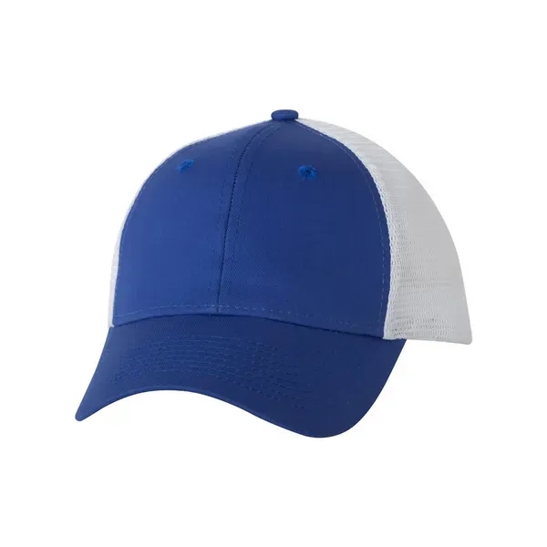 Trucker cap with mesh sides and back, a six-panel design, and... from ASI 88060 Snugz/USA Inc