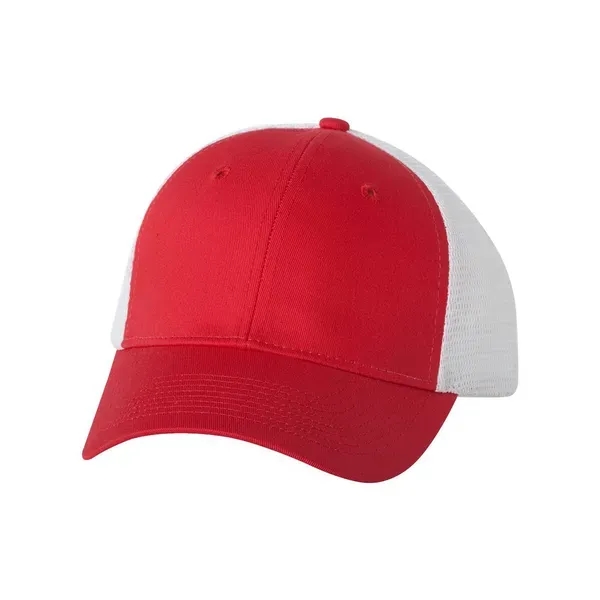 Trucker cap with mesh sides and back, a six-panel design, and... from ASI 88060 Snugz/USA Inc