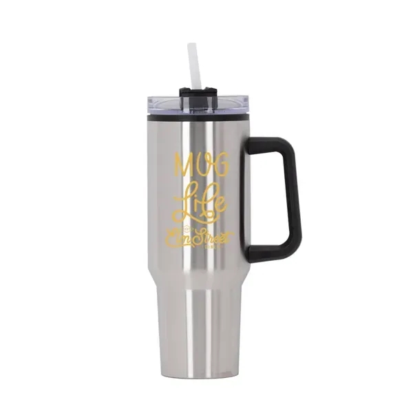 40 oz. stainless steel travel tumbler with handle, lid and straw.... from ASI 88060 Snugz/USA Inc