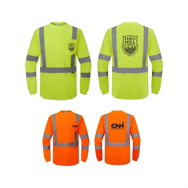 Safety t-shirt with long sleeves, left chest pocket, and reflective stripes.... from ASI 98360 WOWLine