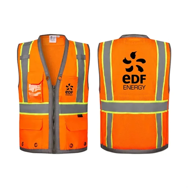 Surveyor's vest with a tablet pocket, reflective tape, and front zipper... from ASI 98360 WOWLine