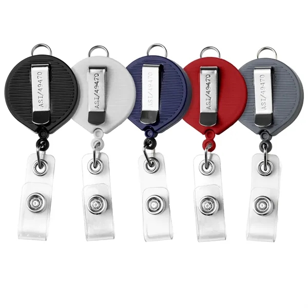 Large face opaque badge reel with lanyard attachment, belt clip back... from ASI 49470 DEVARA
