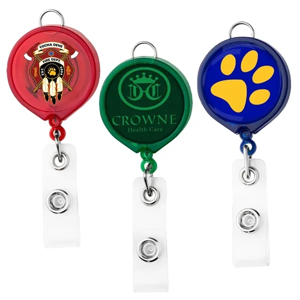 Large face translucent badge reel with lanyard attachment, belt clip back... from ASI 49470 DEVARA