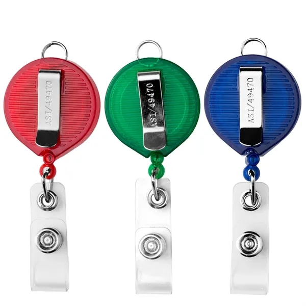 Large face translucent badge reel with lanyard attachment, belt clip back... from ASI 49470 DEVARA