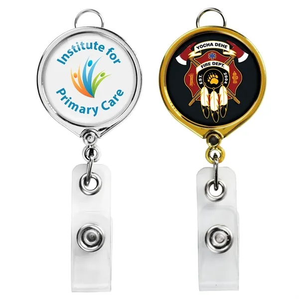 Round large face retractable badge reel, belt clip back, anti-twist feature... from ASI 49470 DEVARA