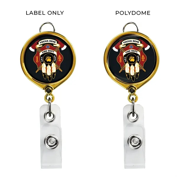 Round large face retractable badge reel, belt clip back, anti-twist feature... from ASI 49470 DEVARA
