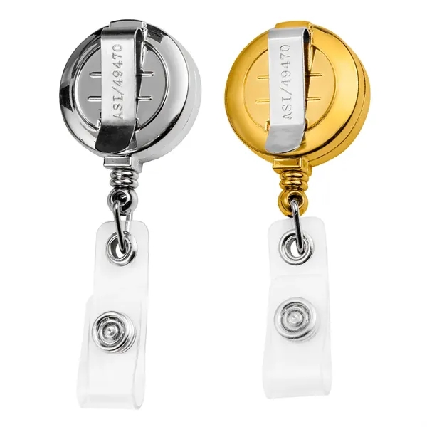 Round retractable badge reel in with belt clip back... from ASI 49470 DEVARA