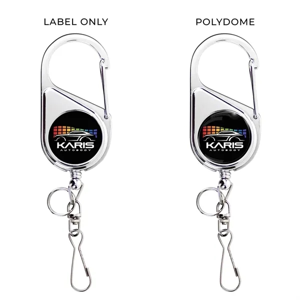 Carabiner retractable badge reel in chrome finish, metal swivel "J" hook... from ASI 49470 DEVARA