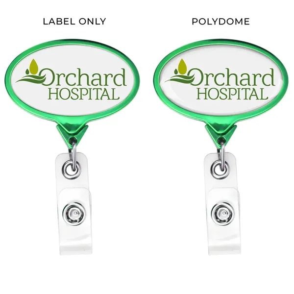 JUMBO Chrome Oval retractable badge reel, alligator clip back, anti-twist feature... from ASI 49470 DEVARA