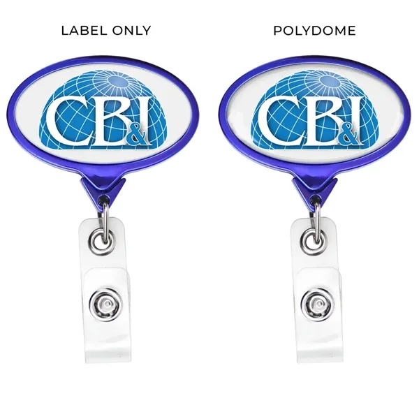 JUMBO Chrome Oval retractable badge reel, alligator clip back, anti-twist feature... from ASI 49470 DEVARA