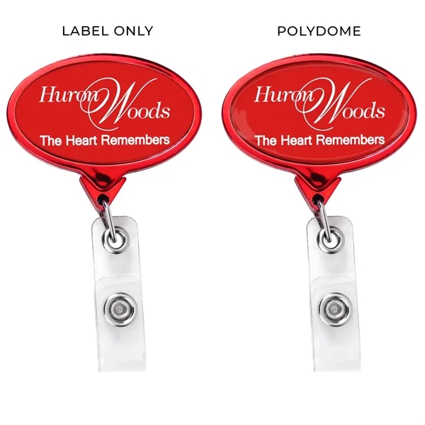 JUMBO Chrome Oval retractable badge reel, alligator clip back, anti-twist feature... from ASI 49470 DEVARA