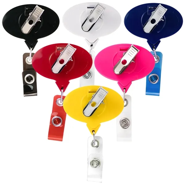 JUMBO Oval retractable badge reel in solid colors, alligator clip back,... from ASI 49470 DEVARA