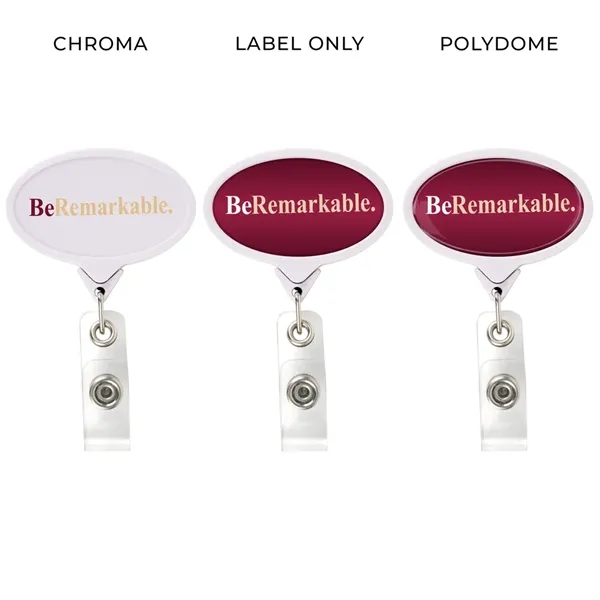 JUMBO Oval retractable badge reel in solid colors, alligator clip back,... from ASI 49470 DEVARA