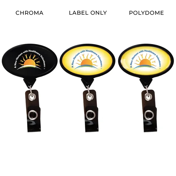 JUMBO Oval retractable badge reel in solid colors, alligator clip back,... from ASI 49470 DEVARA