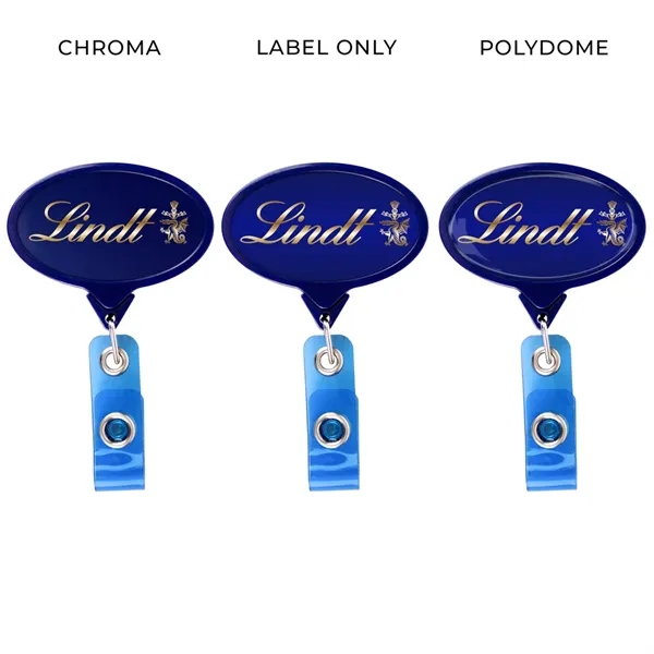 JUMBO Oval retractable badge reel in solid colors, alligator clip back,... from ASI 49470 DEVARA