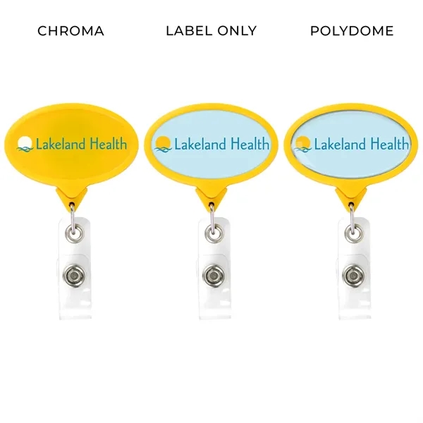 JUMBO Oval retractable badge reel in solid colors, alligator clip back,... from ASI 49470 DEVARA